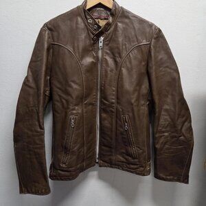 Vintage 60s Cafe Racer Motorcycle Biker Leather Jacket Sz 40 1960s